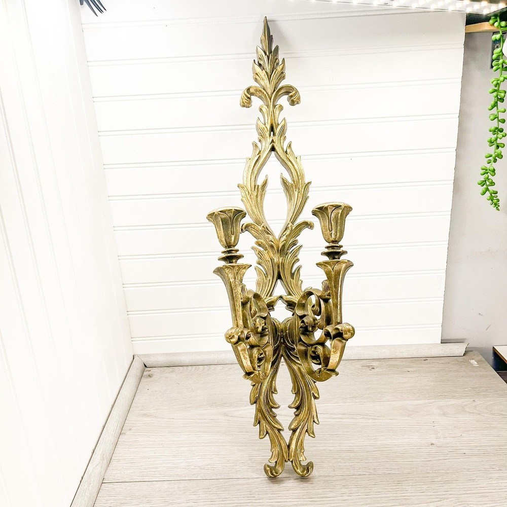 Vintage Faux Brass Wall Candelabra - Burwood 1960